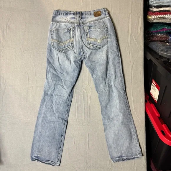 BKE Derek Straight Leg Jeans Light Wash Blue Denim 100% Cotton 34L - Picture 7 of 9